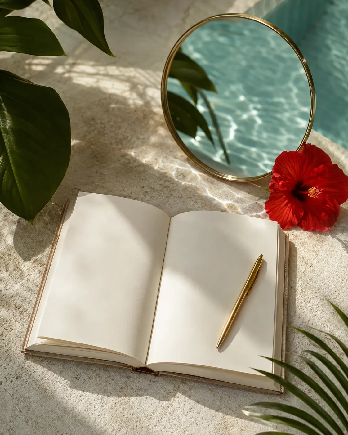 Un bureau Power & Glam organisé avec carnet et objets de travail